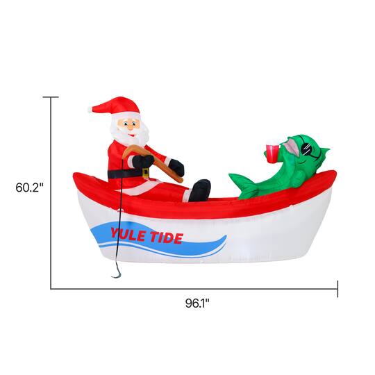 A Holiday Company 8ft. Inflatable Fishing Santa in Boat